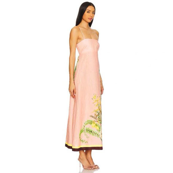Alemais Pink Print Linen Dress
